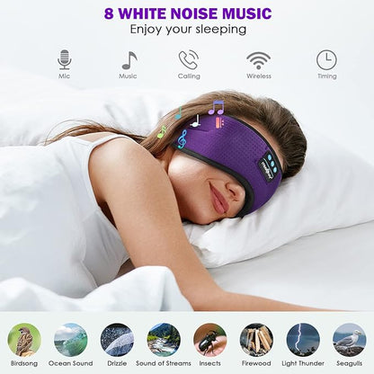 MUSICOZY Sleep Headphones, Bluetooth 5.4 Sleep Mask Headband Headphones Sleeping Eye Mask, Wireless Music Earbuds Earphones with HD Stereo Speakers Cool Gadgets Gifts (Lavender Purple)