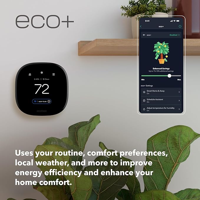 ecobee Smart Thermostat Premium with Smart Sensor and Air Quality Monitor - Programmable Wifi Thermostat - Works with Siri, Alexa, Google Assistant