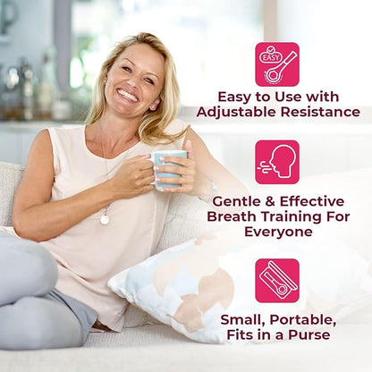 The Breather Pink | Easy Lung Training for Better Breathing & Enhance Your Wellness | Guided Coaching App Included