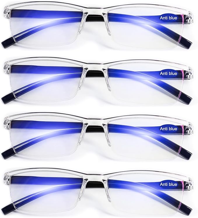 4 Packs Blue Light Blocking Reading Glasses 2.25 for Men Women Lightweight Clear Readers 1.0 1.25 1.5 1.75 2.0 225 2.5 2.75 3.0 3.5 4.0