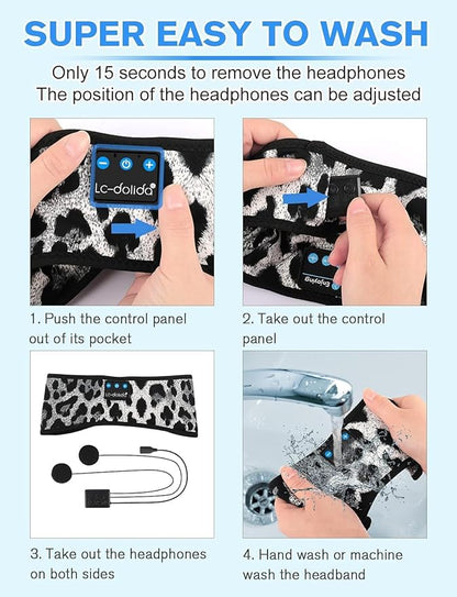 LC-dolida Sleep Headphones Bluetooth, Headband Headphones Earphones Wireless, Sleep Mask for Sleeping, Sports, Gifts, Workout, Jogging, Yoga,Insomnia, Air Travel, Meditation