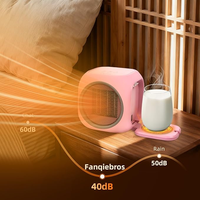 Upgraded Space Heater & Candle Warmer Plate, Space Heater for Indoor Use with Thermostat, Coffee Mug Warmer, 800W Portable Electric Heater for Bedrooms, Offices, Home