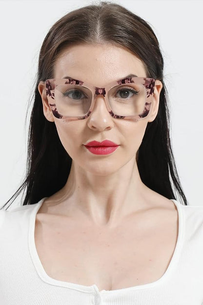 REAVEE Oversized Square Reading Glasses Oprah Style for Women, Blue Light Blocking Large Frame Computer Readers Spring Hinge