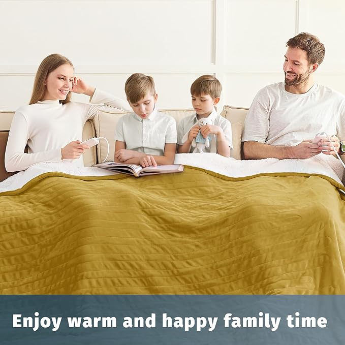 Heated Electric Blanket King Size - 90" x 100" Heating Blanket with Dual Control, 10 Heating Levels & 8 Hours Auto Off, Soft Warm Flannel Blanket, Christmas Birthday Gifts for Senior Grandma