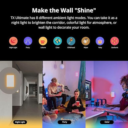 SONOFF Smart Light Switch, 2.4GHz WiFi Interruptor Inteligente, Neutral Wire Required, Voice Control with Alexa and Google Home, Touch Button, Wall Mounting, T5 2 Gang 1 Way