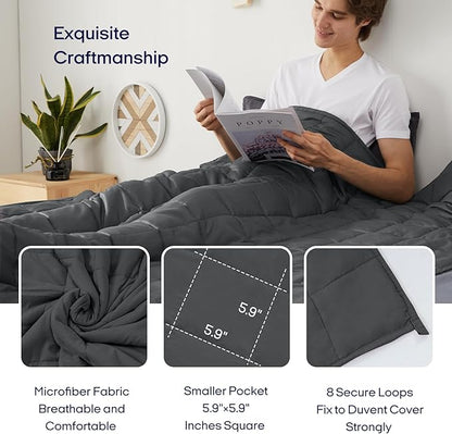 ZonLi Weighted Blanket for Adults (60"x80", 17lbs, Dark Grey) Queen Size High Breathability Cooling Heavy Blanket, Soft Material with Premium Glass Beads, All-Season, Easy Care