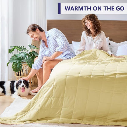 King Size Weighted Blanket for Adults (20 lbs, 80” x 87”, Yellow) Cooling Heavy Blanket for Sleeping Perfect for 190-210 lbs, Breathable Blanket for Adults & Couple All Season, Machine Washable