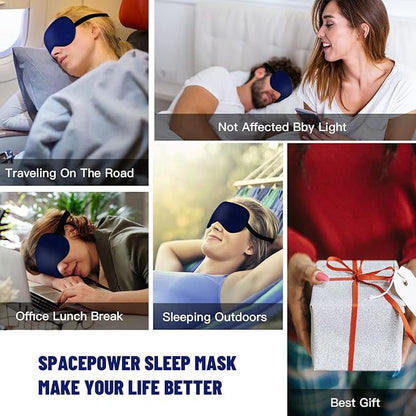 Silk Eye Mask with Adjustable Strap, Satin Blackout Sleeping Mask for Men&Women, Comfortable Blindfold Eyeshade for Night Sleep(Blue)