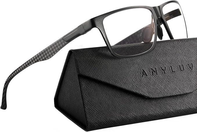 ANYLUV Reading Glasses Men Women Blue Light Blocking, Premium Mens Reading Glasses Al-mg Frame with Spring Hinge Anti Glare