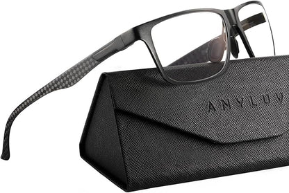 ANYLUV Reading Glasses Men Women Blue Light Blocking, Premium Mens Reading Glasses Al-mg Frame with Spring Hinge Anti Glare