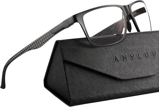 ANYLUV Reading Glasses Men Women Blue Light Blocking, Premium Mens Reading Glasses Al-mg Frame with Spring Hinge Anti Glare