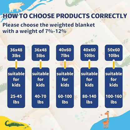 anfie Weighted Blanket Kids (48"x72" 6lbs), Weighted Blanket Cooling Blanket for Sleeping,Throw Size Breathable Blanket with Premium Glass Bead(Beige Animal)