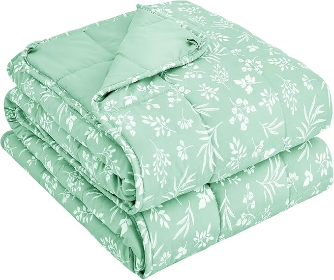 yescool Weighted Blanket for Adults (15 lbs, 60" x 80", Cyan) Cooling Heavy Blanket for Sleeping Perfect for 140-160 lbs, Queen Size Breathable Blanket with Premium Glass Bead, Machine Washable