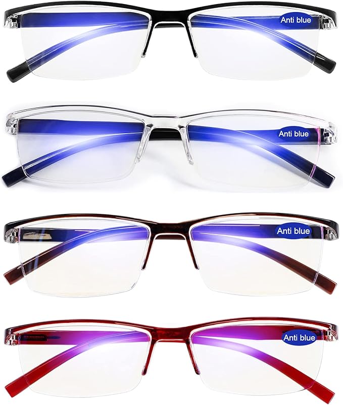 4 Pack Reading Glasses for Women Men Blue Light Blocking Computer Readers Spring Hinge Anti Glare +1.0 1.0 1.25 1.5 1.75 2.0 2.25 2.5 2.75 3.0 3.5 4.0