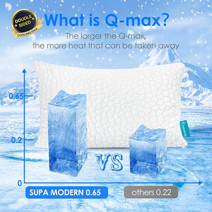 Cooling Pillows King Size Set of 2, Firm Shredded Memory Foam Pillows for Side Back Stomach Sleepers, Two-Sided Cool Neck Pillow for Neck Shoulder Pain, Luxury Gel Cold Bed Pillow for Hot Sleepers