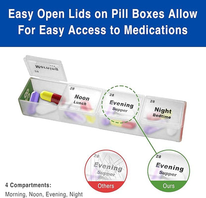 Medcenter Monthly Pill Box Organizer HSA/FSA, 4 Times a Day, Extra Large 31 Daily Pill Cases with Compartments for Vitamins, Supplements, Medication, 31 Day Pill Organizer