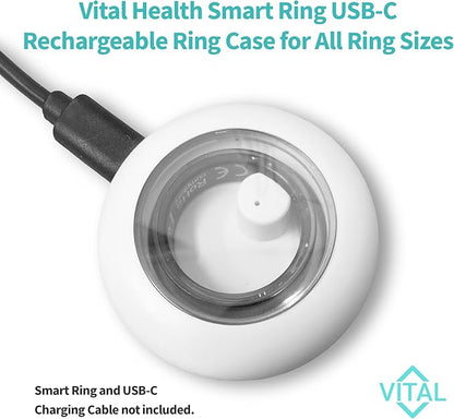Vital Health Smart Ring for Women Charging Case Black Smart Ring for Men with Fitness Tracking, Sleep Monitor, Activity Tracking, App (Vital Health Ring Charging Case