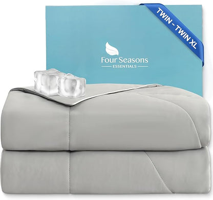 Four Seasons Essentials Cooling Comforter - Twin Size 69" x 90" - Gray