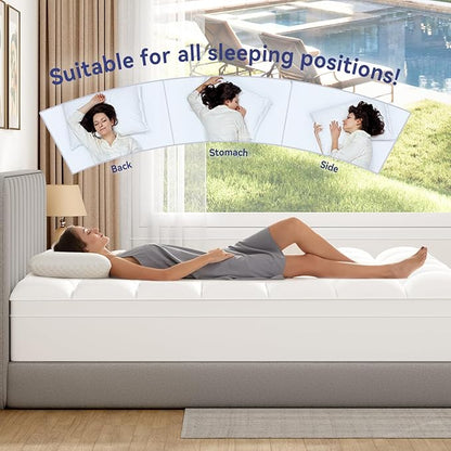 ELEMUSE RV King Mattress Topper for Back Pain, Extra Thick Mattress Pad Cover, Plush Soft Pillowtop with Elastic Deep Pocket, Overfilled Down Alternative Filling