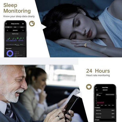 Smart Ring for Women & Men, Fitness Tracker with Heart Rate, Blood Oxygen, Sleep Monitoring, Long-Lasting Battery, IP68 Waterproof, No Subscription Required (Gold, 6#)