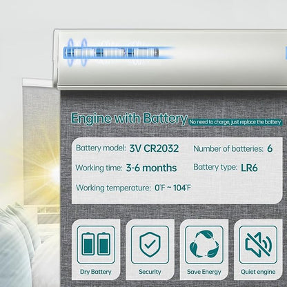 Motorized Blinds No Drill, Automatic Roller Shades with Remote,【Easy to Install】 Cordless Electric Blinds for Window, Customized Smart Blinds, 100% Blackout