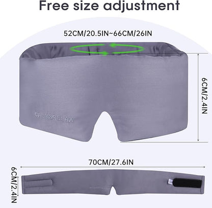 Calm&Relax Bamboo Sleep Mask: 3D Blackout Sleeping Eye Mask for Side Sleepers - Zero Pressure Eye Covers for Travel Airplane(Grey)