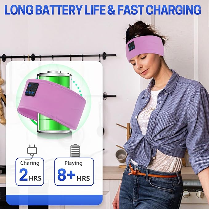 Aurya Sleep Headphones Sports Wireless Bluetooth Headband for Side Sleeper, Bluetooth 5.4, with Ultra-Thin HD Stereo Speaker, Sleeping Headphone for Women Men Running Yoga Workout