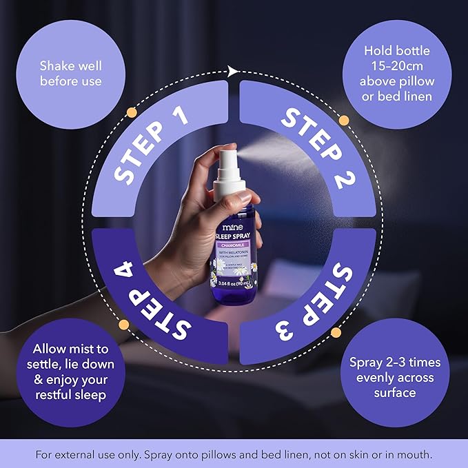 Chamomile Inspired Sleep Spray with Melatonin - Relaxing Gifts for Teen Girls and Women – Natural Pillow Mist for Sleep, Self Care Bedtime Spray, Lavender & Cedarwood Blend