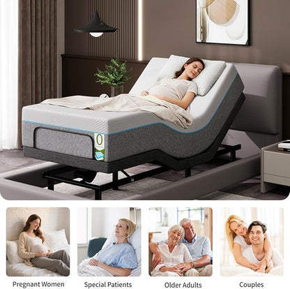Twin XL Adjustable Bed Frame, Adjustable Beds with Updated Thickened Frame,Wireless Remote, Separate Head/Foot Lift, Zero Gravity,Anti-Snore,Sturdy Metal, Electric Bed Bases with 3 Height Options