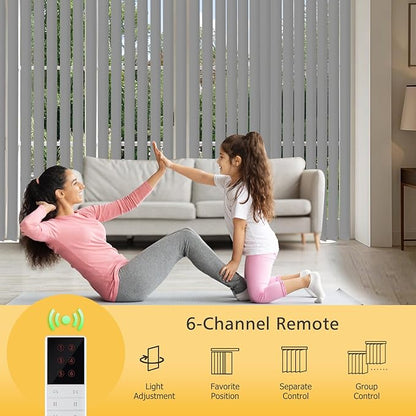 Mortorized Vertical Blinds, Custom Blackout Window Shades, Remote Control Patio Door Vertical Blinds for Sliding Glass Door, Home, Indoor Windows, Grey