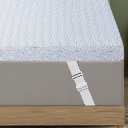 King Size Firm Mattress Topper, Cooling Gel Memory Foam for Pressure Relief, Extra Firm Non-Slip Design with Removable & Washable Cover, CertiPUR-US