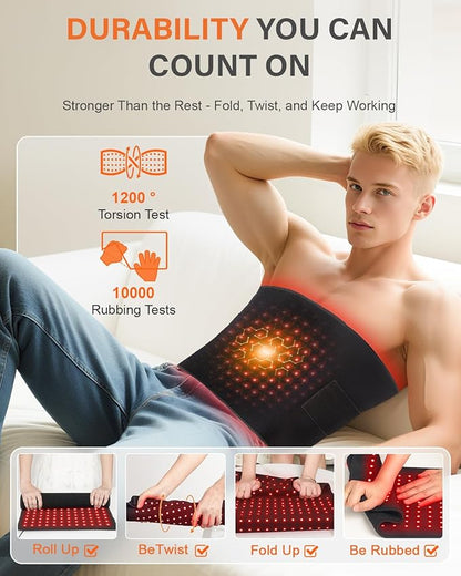 Red Light Therapy for Body, 34.3" x 15.9" Red Light Therapy Mat, 406 LEDs 660nm & 850nm Infrared Therapy Light Pad Blanket with Smart Temp & Timer for Back Belly Shoulder Muscle Pain Relief