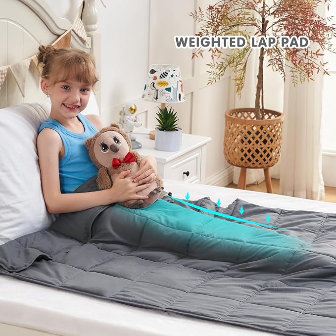 yescool Weighted Blanket 7 Pounds Cooling Weighted Lap Blanket, Grey Heavy Blankets for Sleeping, Weighted Throw Blanket Gift for 60-80lbs, 40"x60"