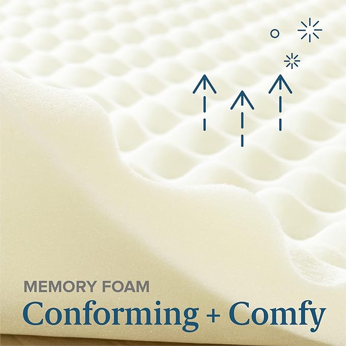 ZINUS 2 Inch Copper Cooling Memory Foam Mattress Topper with Airflow Design, Twin White