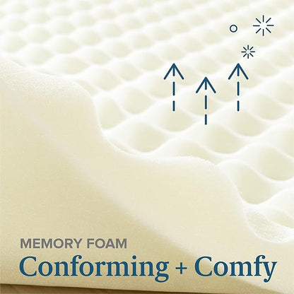 ZINUS 2 Inch Copper Cooling Memory Foam Mattress Topper with Airflow Design, Twin White