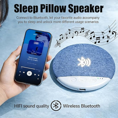 Sleep Pillow Speaker, Pillow Speaker with White Noise Timer Sleep Aid with Stereo Bass Private Sleep Headphones (Blue)