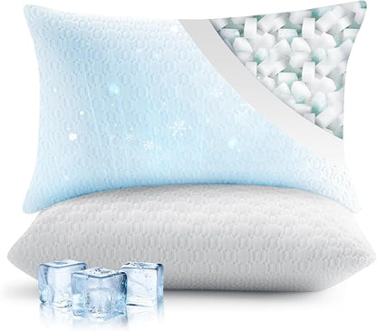 Sophia & William Side Sleeper Pillow King Size Set of 2 Shredded Memory Foam Pillows for Neck and Shoulder Pain Adjustable Cooling Pillows, Comfotable Double-Sided Pillowcase