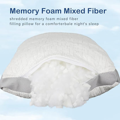 ACCURATEX Pillows Standard Size Set of 2, Rayon Derived from Bamboo Removable Cover, Shredded Memory Foam Pillow with Down Alternative Fill (Adjustable), Supportive Pillows for Side Back Sleepers