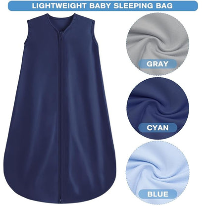 3 Pack Baby Sleep Sack 6-12 Months 100% Rayon Cotton Baby Sleeping Bag 2-Way Zipper Toddler Wearable Blankets,Comfy Stretchy TOG 0.3(Medium)
