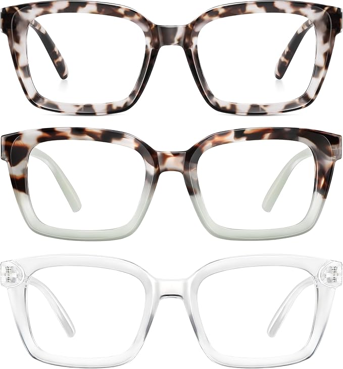 XVXV Reading Glasses for Women Men - Blue Light Blocking Readers Oversize Oprah Square Anti Glare/Eyestrain Spring Hinge