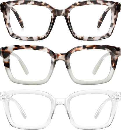 XVXV Reading Glasses for Women Men - Blue Light Blocking Readers Oversize Oprah Square Anti Glare/Eyestrain Spring Hinge