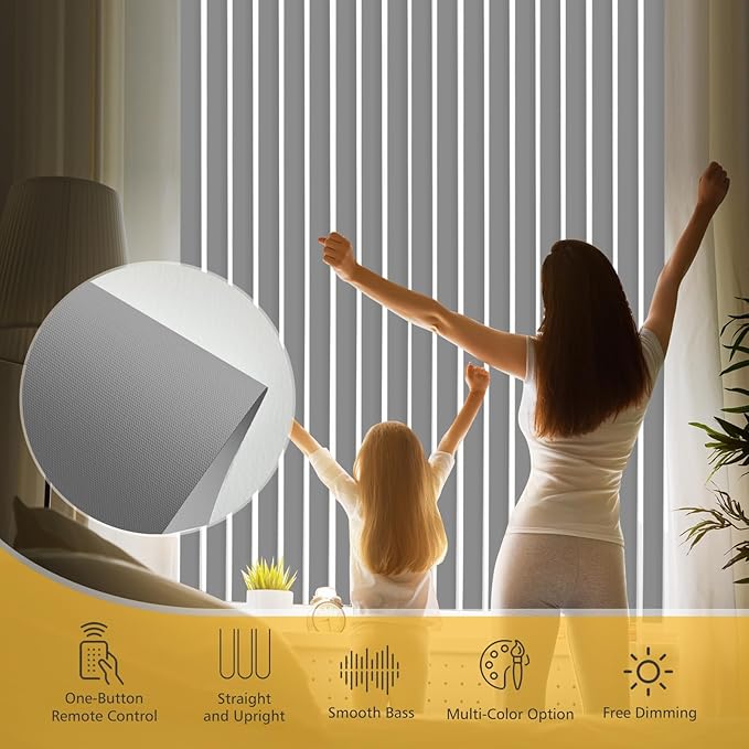 Mortorized Vertical Blinds, Custom Blackout Window Shades, Remote Control Patio Door Vertical Blinds for Sliding Glass Door, Home, Indoor Windows, Grey