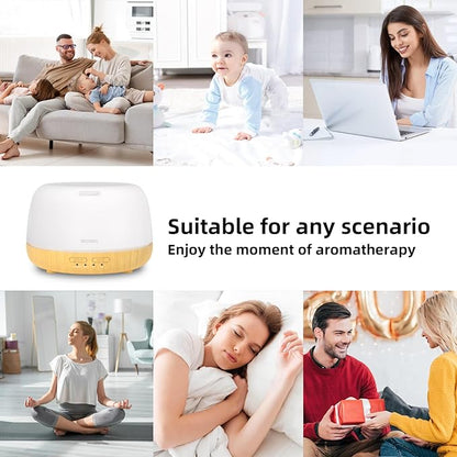 300ML Essential Oil Diffuser,Quiet 8 Hours Operation, 7-Color LED Light, 4 Timer, Remote Control, Aromatherapy Diffuser Auto-Off, for Bedroom, Living Room, Office, Home
