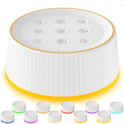 BGOVERSS Sound Machine with 26 Soothing Sounds, 10 Colors Night Light White Noise Machine for Adults Baby Kids Sleep Machines Function, Volume Levels 6 Timers for Home Office Travel