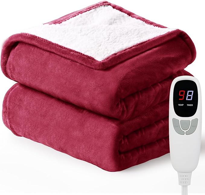 Heated Blanket Electric Blanket Twin 62"x84" Heating Blanket with 9 Heating Levels 10 Timer Modes Auto Off Fast Heating Overheat Protection ETL Certification Machine Washable Gift