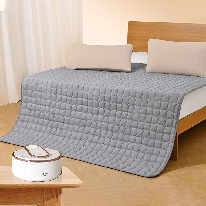 Water Heated Mattress Pad Queen Size - Wire-Free Electric Bed Warmer with Remote Control, Quiet Temperature Control 32-149°F, Machine Washable