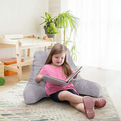 Nestl Reading Pillow for Kids & Teens with Shredded Memory Foam, Backrest Pillows for Reading, Watching, and Gaming, Use on The Couch, Bed, or Floor, Adjustable Support, Washable Cover Grey Lavender