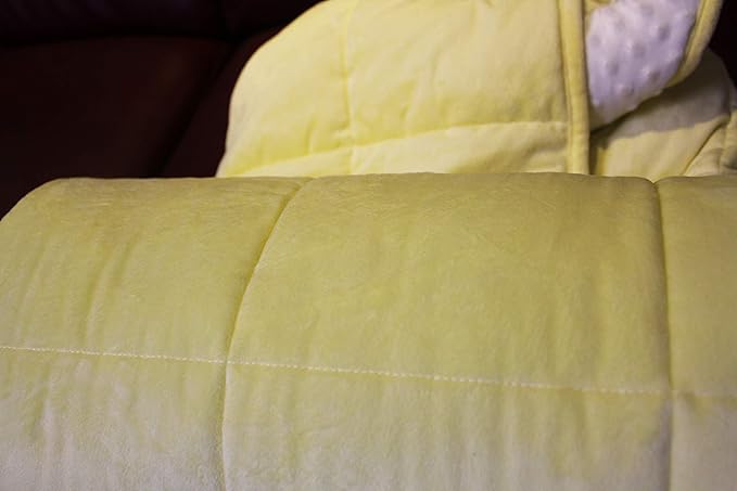 ALANSMA Reversible Weighted Blanket for All Season, Luxury Velvet, Warm and Cool, Adult 7Lb Yellow Weighted Blanket, Enjoy Sleeping Anywhere (Light Yellow, 40''x60'' 7lbs)
