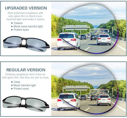 MIRYEA Blue Light Blocking Computer Glasses Photochromic Polarized UV Protection Safety Sunglasses for Men and Women Day and Night Spring Hinge Sports Driving Eyewear Anti Glare Eyestrain Eyeglasses
