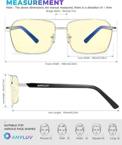 ANYLUV Blue Light Glasses Men/Women, Blue Light Blocking Glasses, Computer Screen Blocker Eyes Protection Glasses
